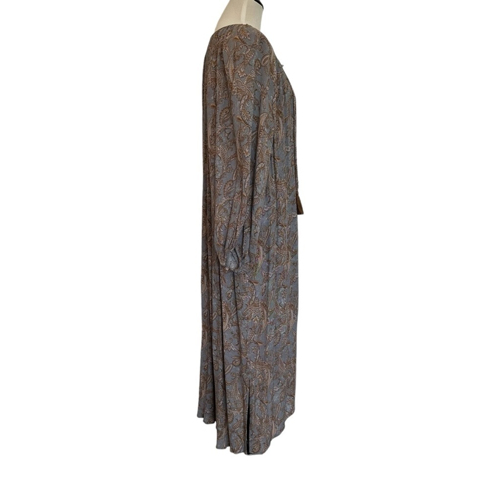 Western paisley dress forum midi button front long sleeve dress. - Picture 5 of 16